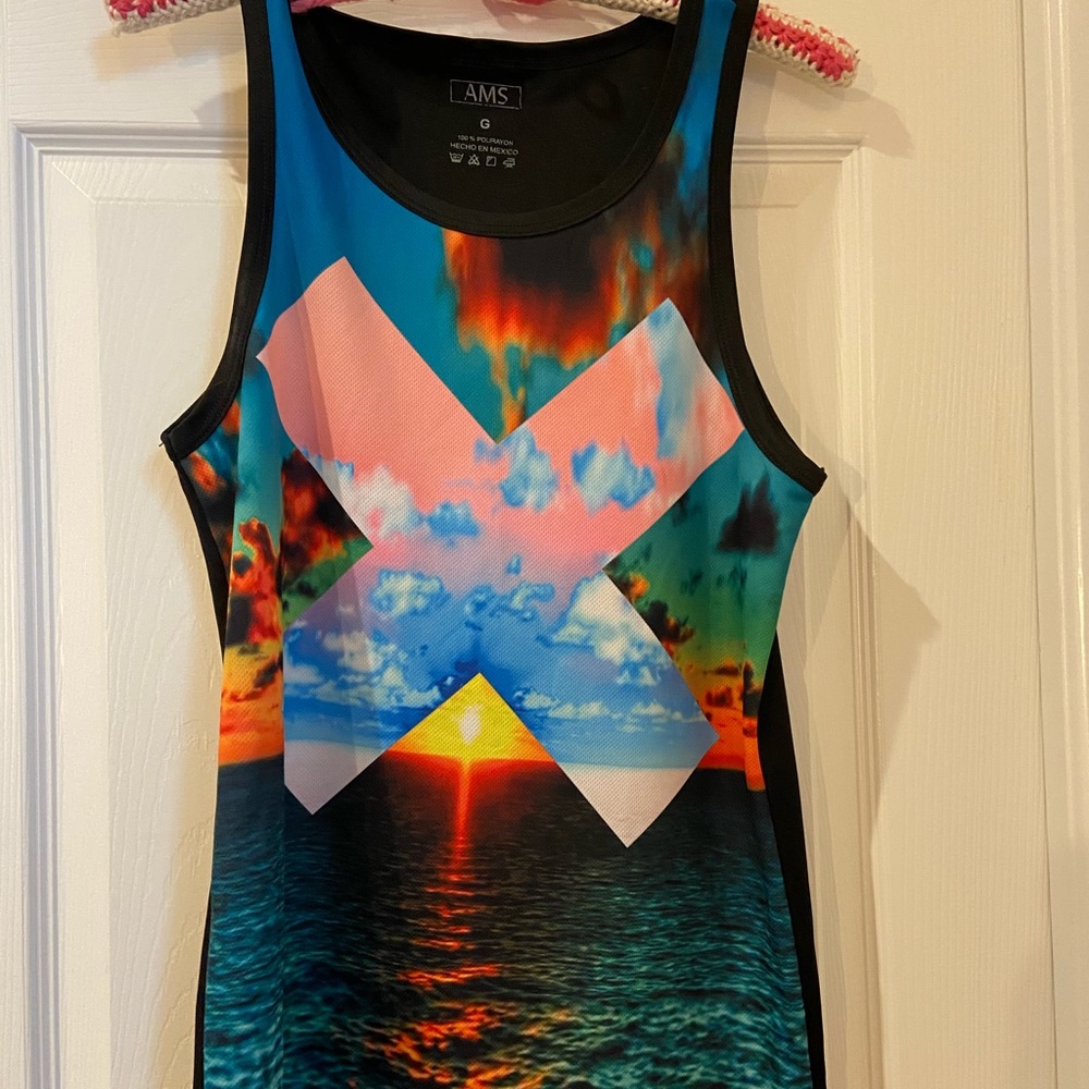 Graphic Sunset Tank AMS Rave Festival Wear Large